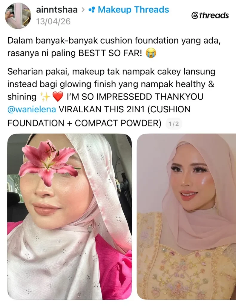 Screenshot testimoni pelanggan THEARA