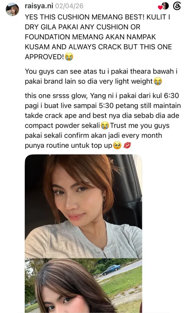 Screenshot testimoni pelanggan THEARA