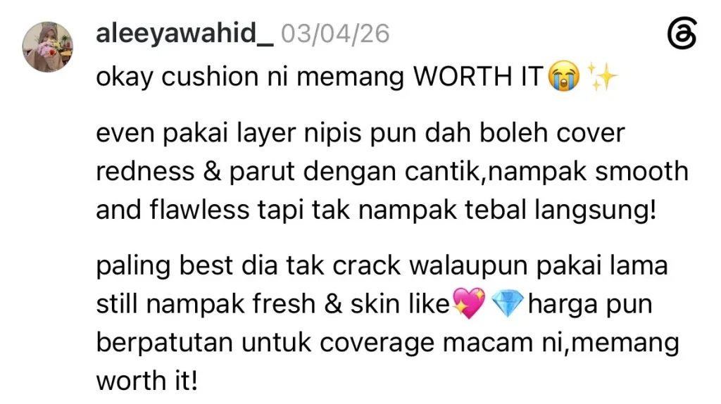 Screenshot testimoni pelanggan THEARA